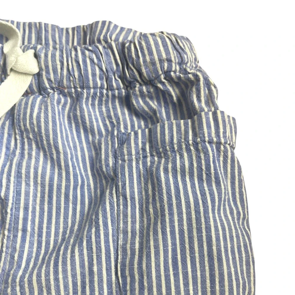 Hanna Andersson Cotton Blue‎ White Stripe Elastic Waist Pants 12-18 Months